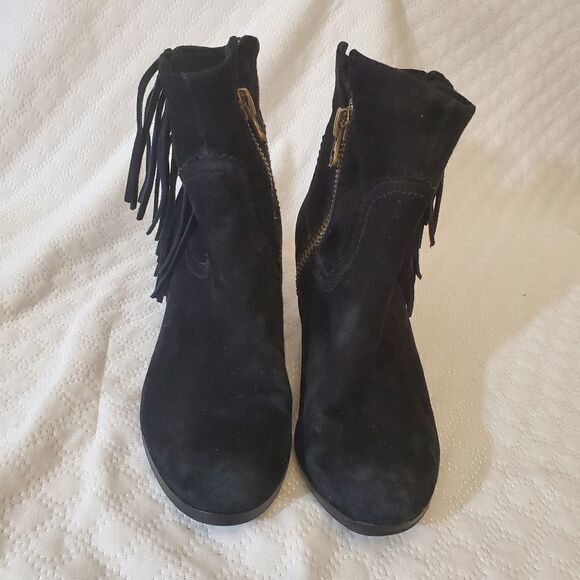 Sam Eldeman Louie Fringe Black Bootie Size 6.5 - Picture 5 of 12